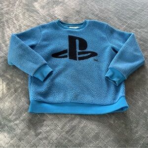 Sony PlayStation Blue teddy fleece Sweatshirt for Kids XL‎ warm